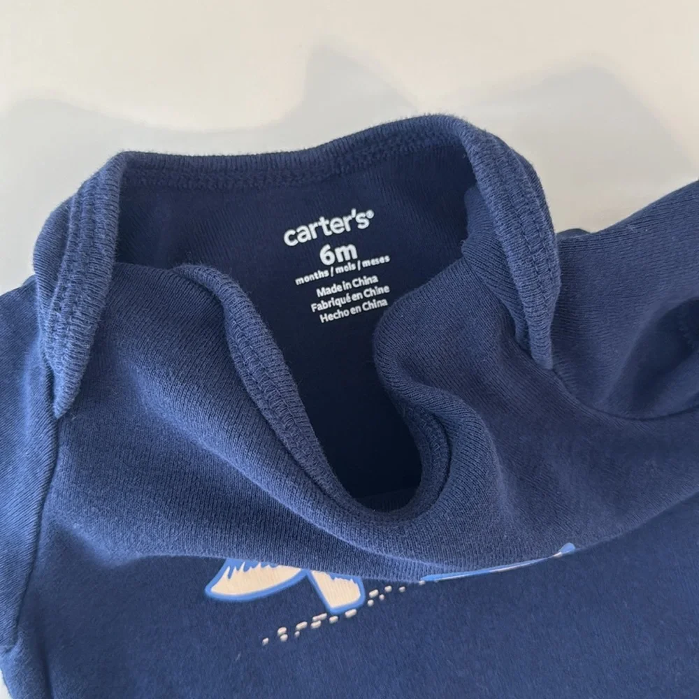 3/$15 🌸 Carter’s Baby Boy Onesie Navy Graphic Dinosaur Short Sleeve Bodysuit